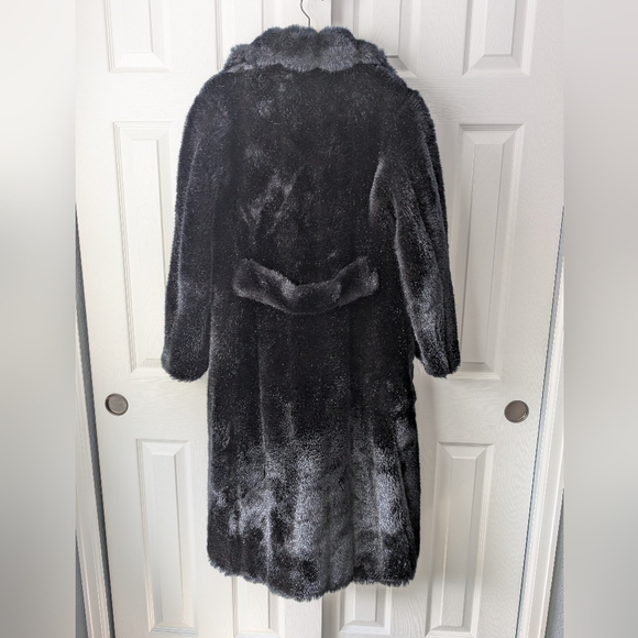 Royal Minke by Hillmoor Faux Mink Fur Coat Full Length Black, Pockets size M/L - Picture 3 of 10
